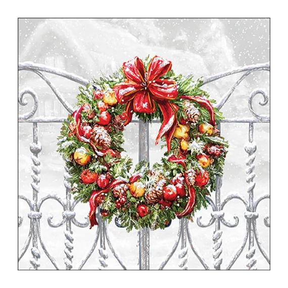 Wreath on fence papírszalvéta 33x33cm, 20db-os, AMB.33320030