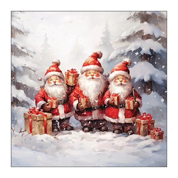 Santa triplets papírszalvéta 33x33cm, 20db-os, AMB.33320050