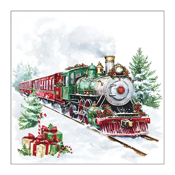 Christmas train papírszalvéta 33x33cm, 20db-os, AMB.33320065