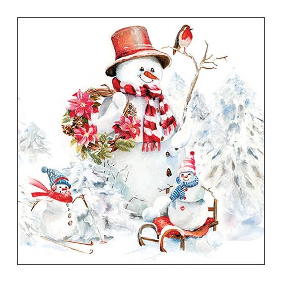 Sporty snowmen papírszalvéta 33x33cm, 20db-os, AMB.33320095