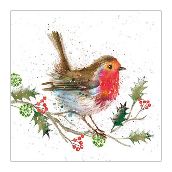 Winter robin papírszalvéta 33x33cm, 20db-os, AMB.33320115