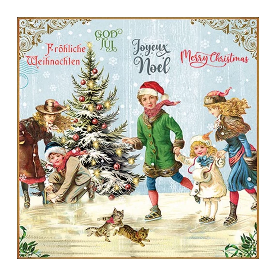 X-Mas on ice blue papírszalvéta 33x33cm, 20db-os, AMB.33320120