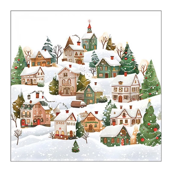 Winter village papírszalvéta 33x33cm, 20db-os, AMB.33320145