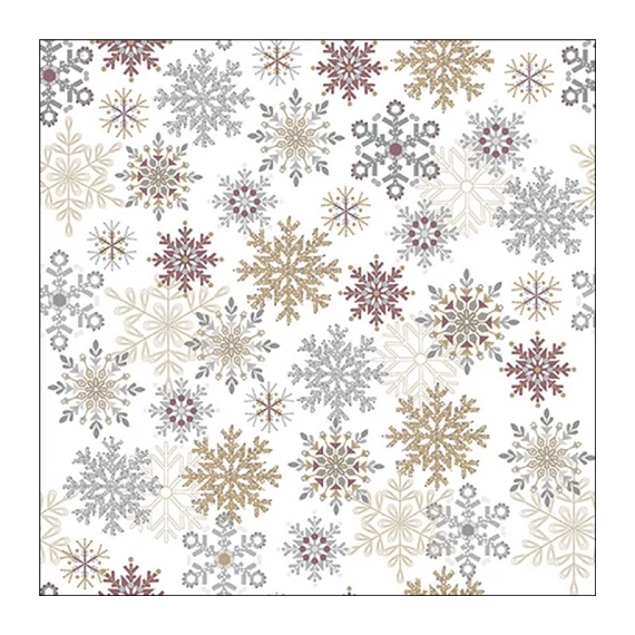 Snowflakes all over white papírszalvéta 33x33cm, 20db-os, AMB.33320225