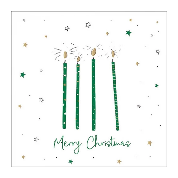 X-mas candles green papírszalvéta 33x33cm, 20db-os, AMB.33320026