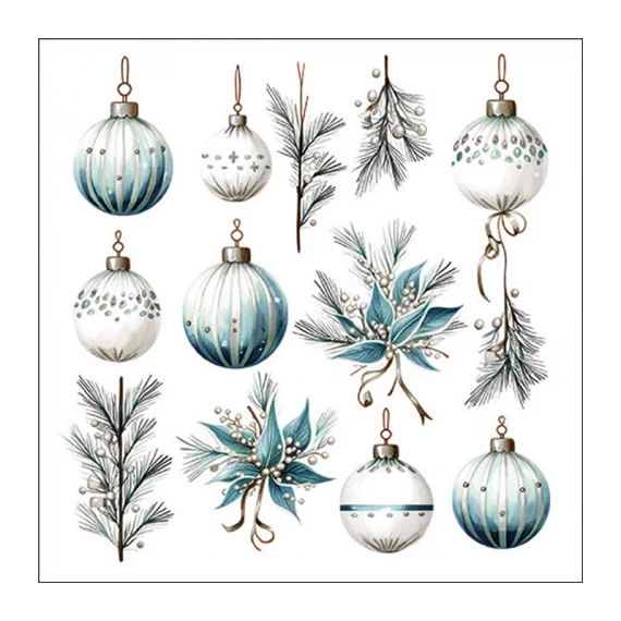 Hanging decorations silver papírszalvéta 33x33cm, 20db-os, AMB.33319987