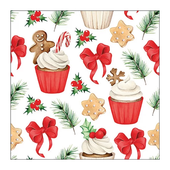 Christmas sweets red  papírszalvéta 33x33cm,20db-os, AMB.33319966