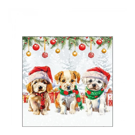 Funny cute puppies papírszalvéta 25x25cm, 20db-os, AMB.32520090
