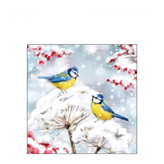 Birds in the snow papírszalvéta 25x25cm, 20db-os, AMB.32520005