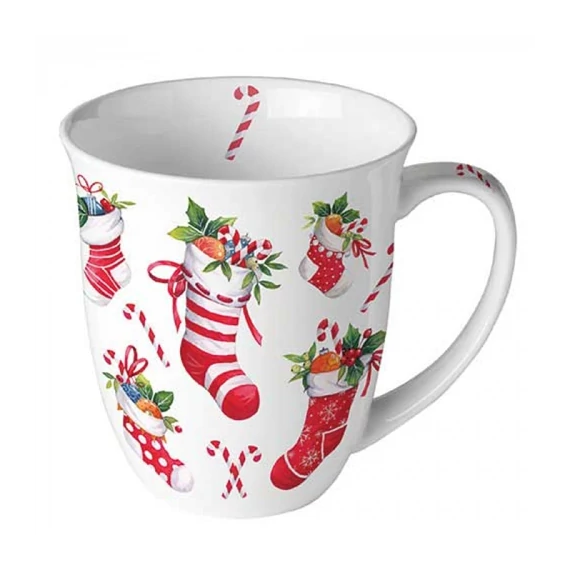 X-mas stockings white porcelánbögre 0,4l, AMB.38420200