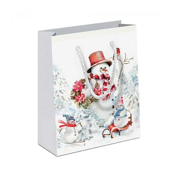 Sporty snowmen papír ajándéktáska 22x13x25cm, AMB.31220095