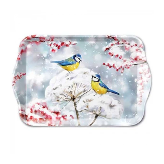 Birds in the snow műanyag kistálca 13x21cm, AMB.33720005