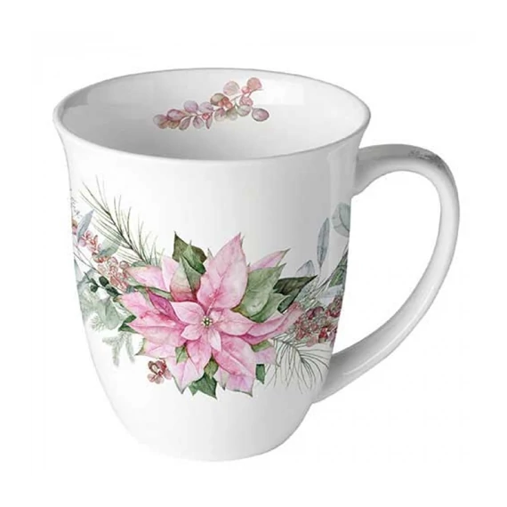 Pink poinsettia porcelánbögre 0,4l, AMB.38420285