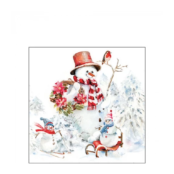 Sporty snowmen papírszalvéta 25x25cm, 20db-os, AMB.32520095