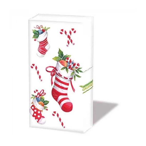 X-mas stockings white  papírzsebkendő 10db-os, AMB.32220200