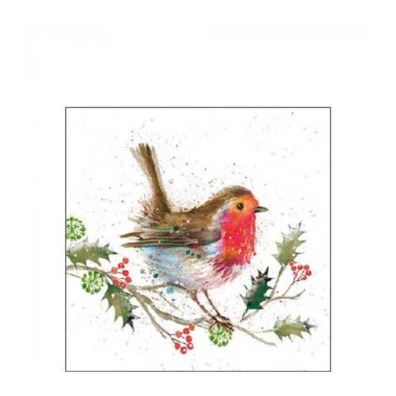 Winter robin papírszalvéta 25x25cm, 20db-os, AMB.32520115