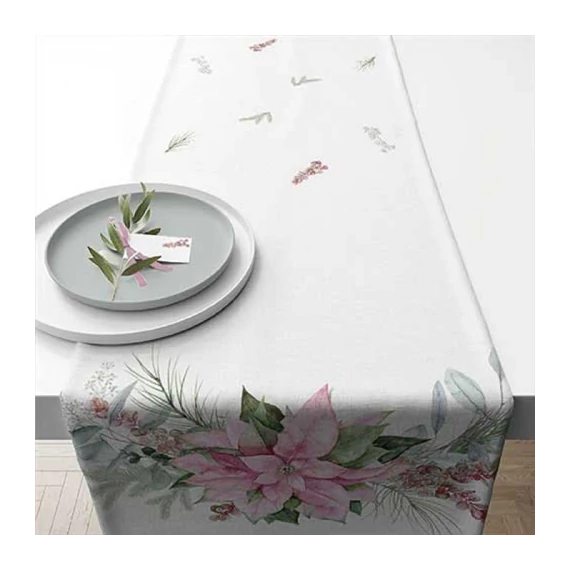Pink poinsettia asztali futó 40x150cm, 100% pamut, AMB.36620285