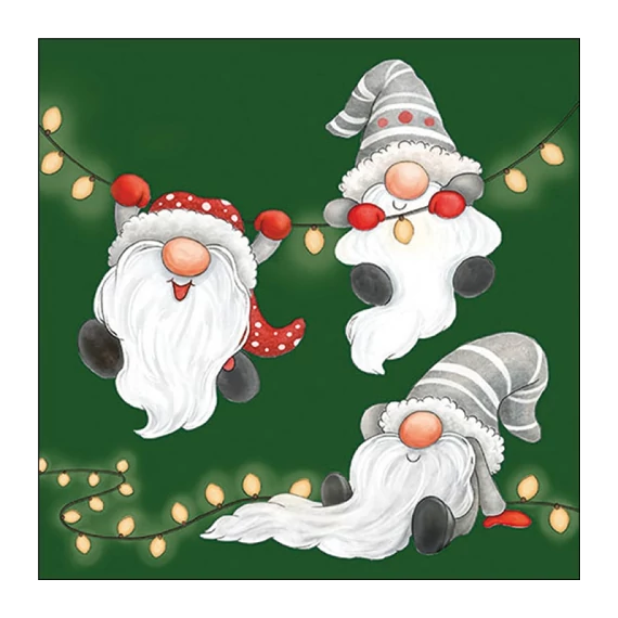 Gnomes on the light chain green papírszalvéta 33x33cm, 20db-os, AMB.33320186