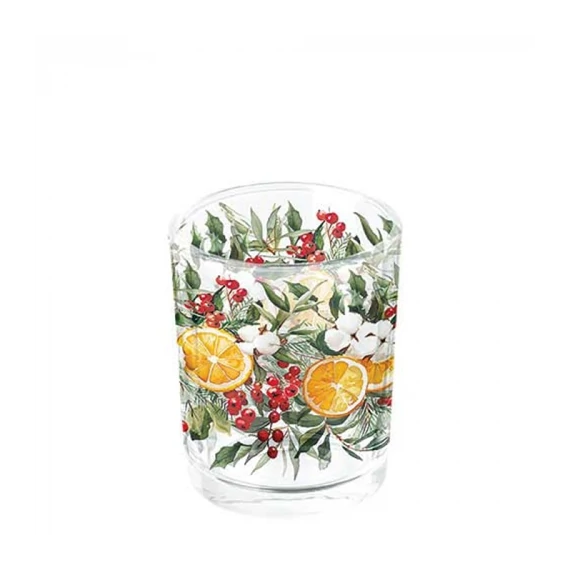 Winter Oranges üveg mécsestartó 5,5x6cm, AMB.37319935