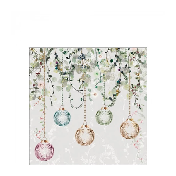 Floral Christmas grey papírszalvéta 25x25cm, 20db-os, AMB.32519995