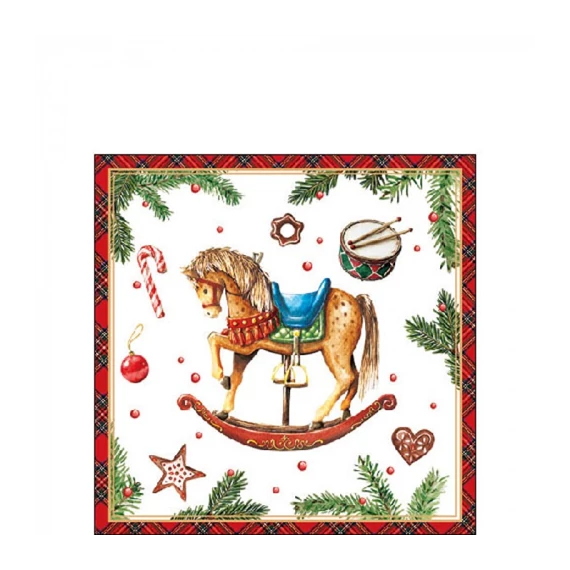 Classic rocking horse white papírszalvéta 25x25cm, 20db-os, AMB.32520040