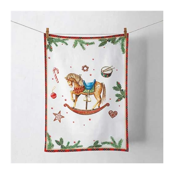 Classic rocking horse white konyharuha 50x70cm, 100% pamut, AMB.37820040