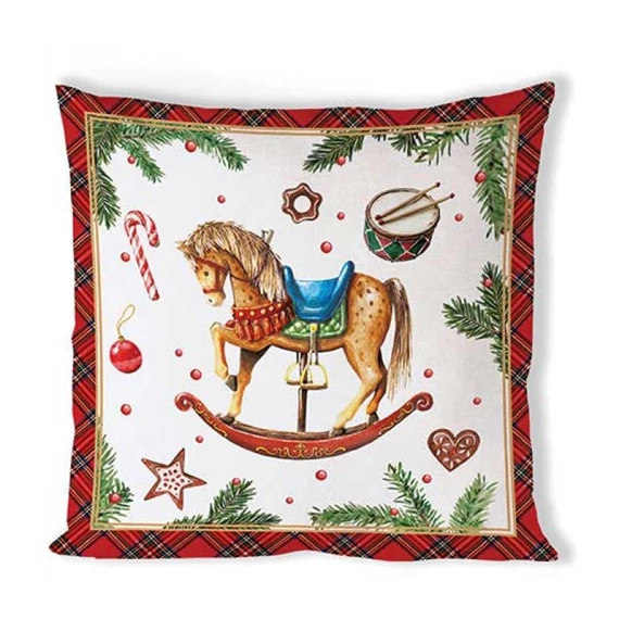 Classic rocking horse white párnahuzat 40x40cm, 100% pamut, AMB.36220040