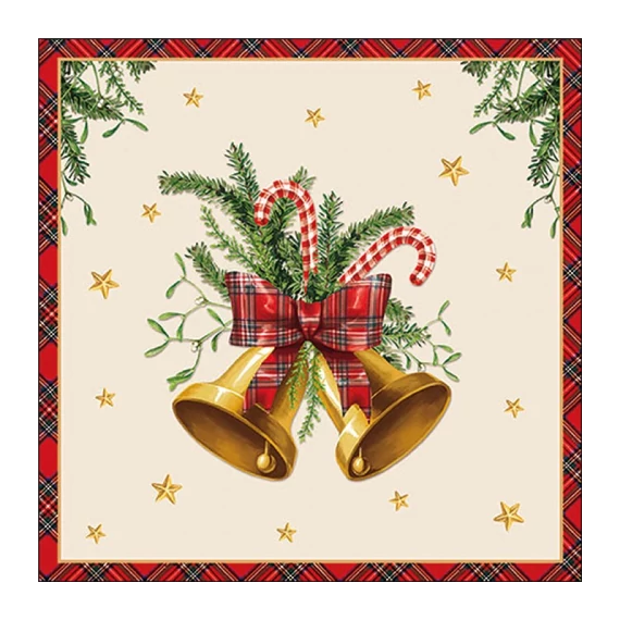 Scottish bells cream papírszalvéta 33x33cm, 20db-os, AMB.33320038