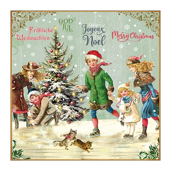 X-Mas on ice green papírszalvéta 33x33cm, 20db-os, AMB.33320121