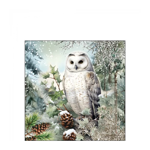 Snowy owl papírszalvéta 25x25cm, 20db-os, AMB.32520010