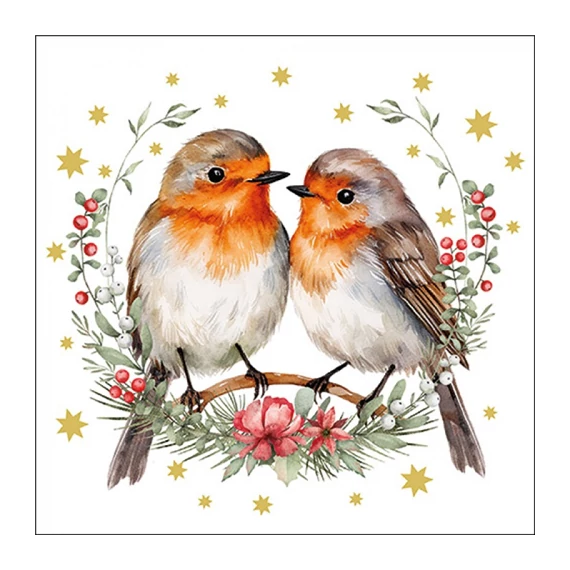 Couple of robins papírszalvéta 33x33cm, 20db-os, AMB.33320315