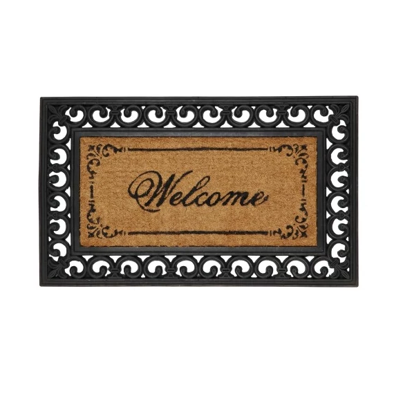 Lábtörlő 45x76cmx16mm,kókusz,gumis szélű "Welcome", CLEEF.MC031