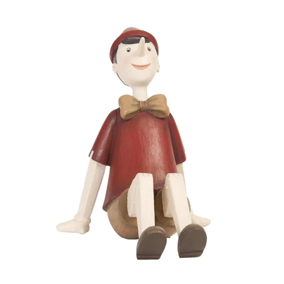 Műanyag ülő  pinokkió 15x11x14cm, piros ruhás, CLEEF.6PR0658