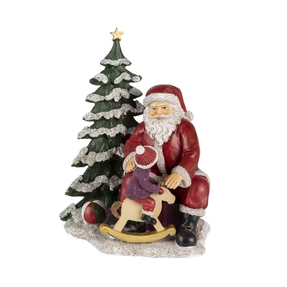 Mikulás gyerekkel, műanyag dekorfigura 16x13x22cm, CLEEF.6PR4714