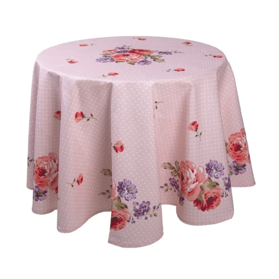 Asztalterítő 170cm, 100% pamut, Dotty Rose, CLEEF.DTR07