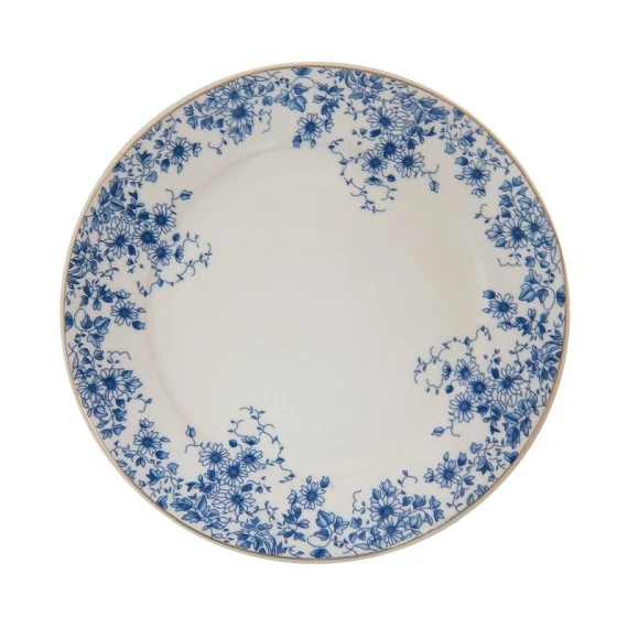 Porcelántányér 26cm, White Blue Flowers, CLEEF.BFLFP