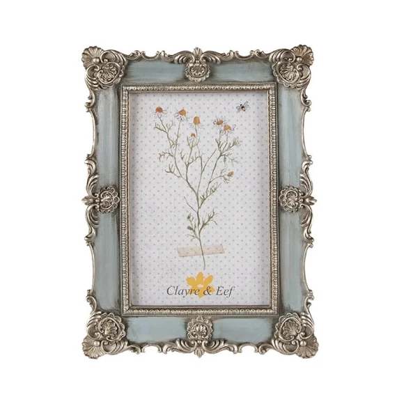 Világoskék képkeret ezüstös díszítéssel 15x2x20/10x15cm, CLEEF.2F0995