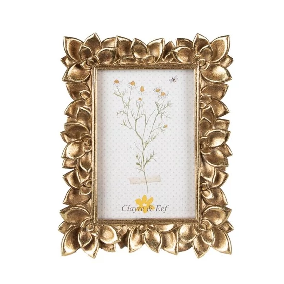 Képkeret arany virágos 16x2x21cm/10x15cm,műanyag, CLEEF.2F1022