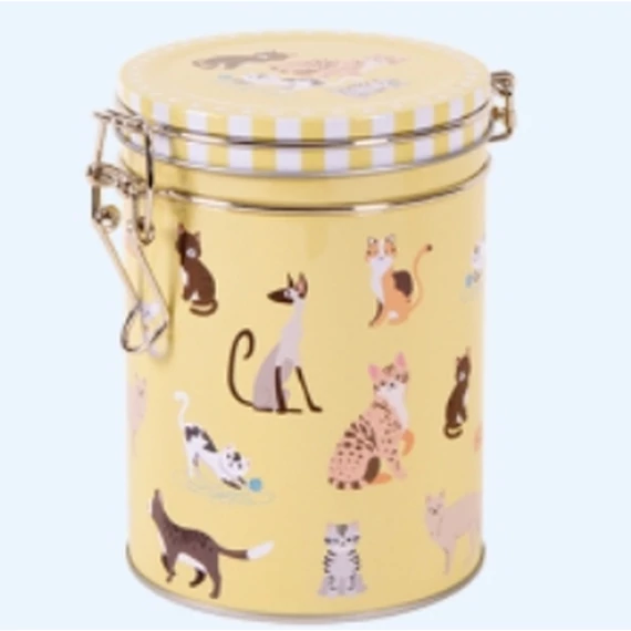 Fémdoboz csatos, dia95x130mm Cats, T.B.CAT871