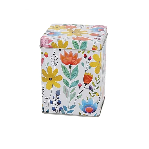 Fémdoboz, 88x88x113mm,200g, Flowers, T.B.FLW899