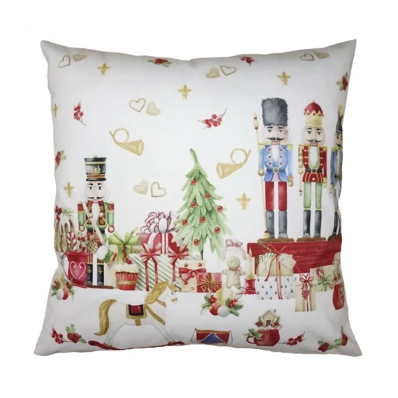 Textil párnahuzat, 45x45cm, polyester, diótörős, CLEEF.KT021.327