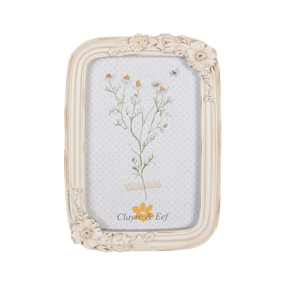 Antik bézs képkeret virágos 14x19/10x15cm, műanyag, CLEEF.2F1079