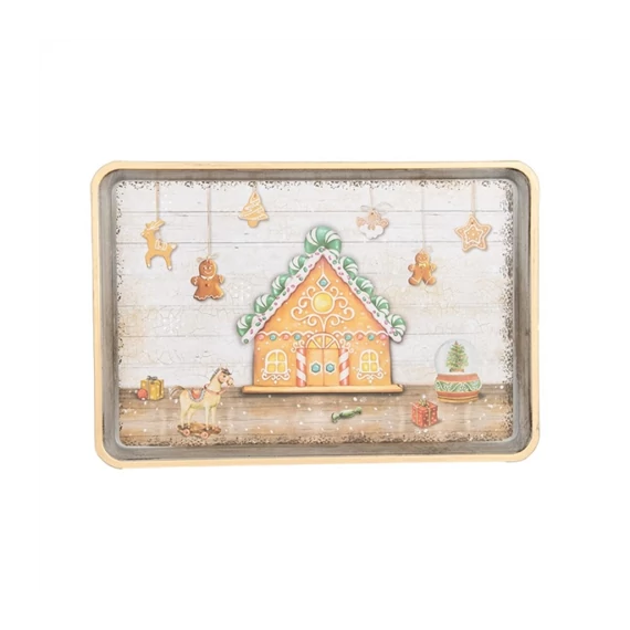 Műanyag tálca 32x22x2cm, mézeskalácsos, CLEEF.65751