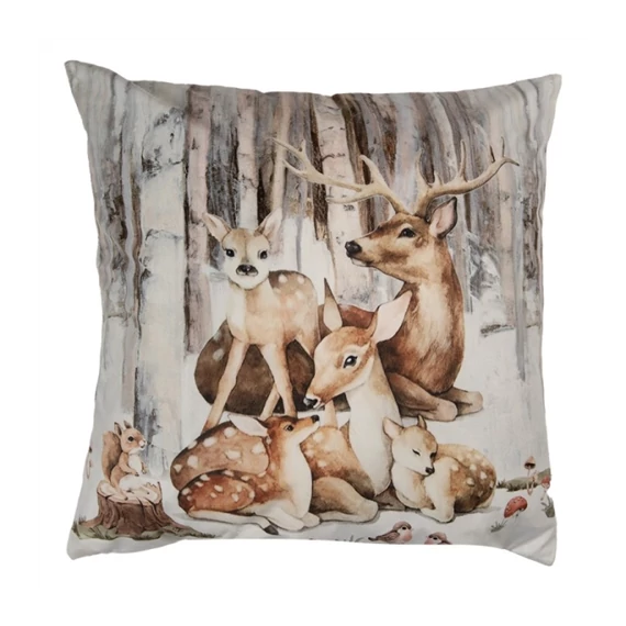 Textil párnahuzat 45x45cm, 100% polyester, őzike család, CLEEF.KT021.404