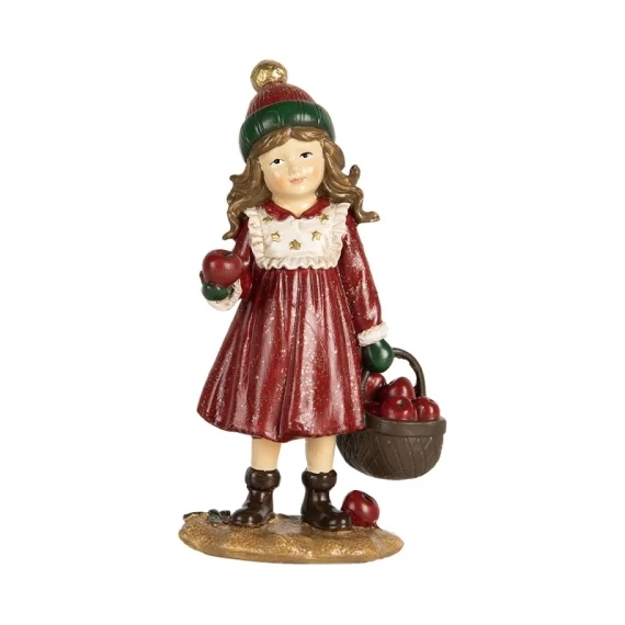 Kislány almáskosárral, 7x5x13cm, műanyag deorfigura, CLEEF.6PR5680