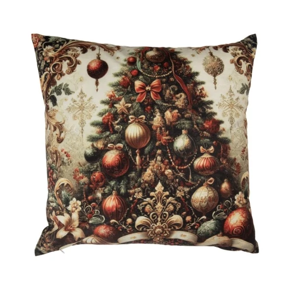 Párnahuzat karácsonyfával, 45x45cm, polyester, CLEEF.NCH23