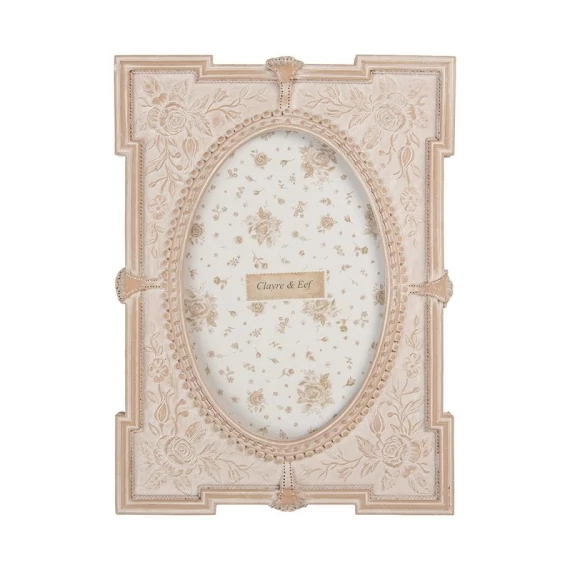 Antik pink rózsás képkeret 15x2x21/10x15cm, műanyag, CLEEF.2F1368S