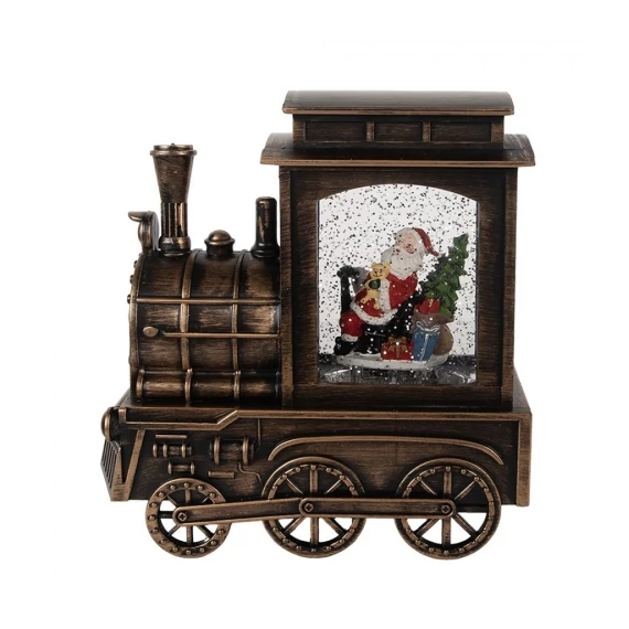 Zenélő LED-es mozdony szálló csillámokkal, 20x9x21cm, műanyag, CLEEF.66413