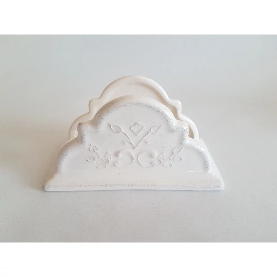 Romantik csipkés szalvétatartó,15x7,8x7,8cm ,natur, kerámia,kézzel festett, V.K.34-04