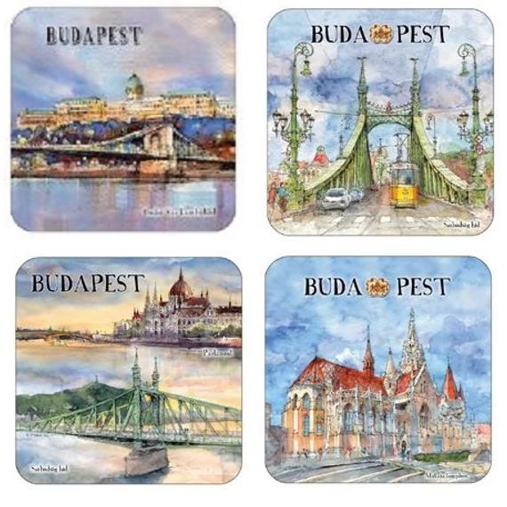 Parafa poháralátét 4db-os szett, Budapest, CZW.pohalá4G-BU